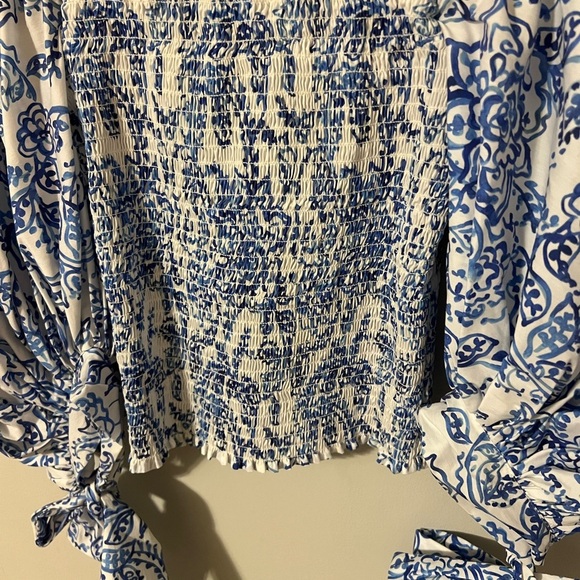 Caroline Constas Finley Paisley Puff Sleeve Top Small - Picture 9 of 11